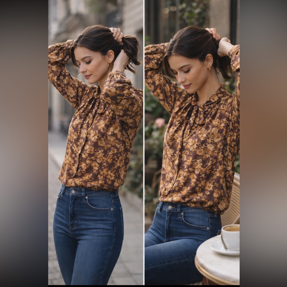 NWT DÔEN Norma Blouse in Fern Grove Floral Size XS